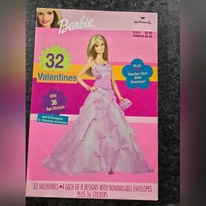 2003 VTG SEALED BARBIE SEALED BOX 32 VALENTINES DAY CARDS + STICKERS (NM) M3